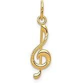Auriga Fine Jewelry 14K Yellow Gold Music Note Pendant (L- 0.83 Inch, W- 0.20 Inch)
