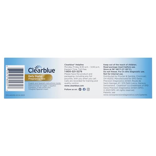 CLEARBLUE EARLY DIGITAL PREGNANCY TEST, EARLY DETECTION AT HOME PREGNANCY TEST, 5 CT