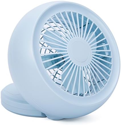 Gregarder USB &amp; Battery Mini Table Desk Fan Quiet Adjustable Head (light blue)