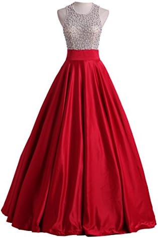 LovingDress Prom Dresses 2017 Satin Beaded Bodice A Line Long Dresses Size 10 US Burgundy