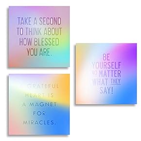 3 Piece Canvas Wall Art - Colorful Quotes - Modern Home Art Stretched and Framed Ready to Hang - 12"x12"x3 Panels