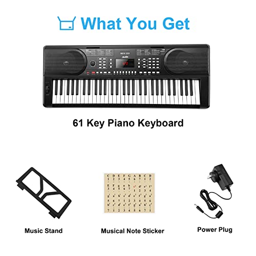 Moukey Keyboard Piano, 61 Key Piano Keyboard, FullSize Electric Piano
