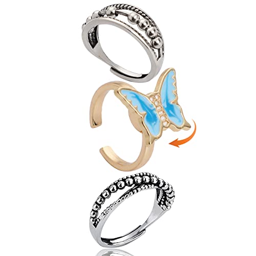 Fidget Rings, 3 Pack Anxiety Rings Spinner for Kids Women Gifts for Birthday Party Favor Easter Basket Stuffer Christmas Stocking