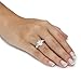 Platinum over Sterling Silver Oval Cut and Round Cubic Zirconia 2 Pair Bridal Ring Set