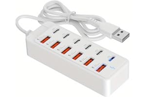 1pc 66W/68W-like Fast Charging (USB-) 12-in-1 USB-C Docking Station with 12-Port (1x Type-C & 11x USB-A) - Compatible with Sm