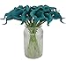 Duovlo 20pcs Calla Lily Bridal Wedding Bouquet Lataex Real Touch Artificial Flower Home Party Decor (Peacock Blue)