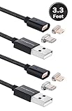 Smart&Cool 3.3 Feet Gen4 Nylon Braided Two-mode Super Magnetic Charging & Data Sync Cable for Smart Phone and Tablets with Micro-USB and i-Product Interface (3.3ft-Black Twin Pack)