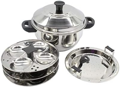 Alisha Induction Base Stainless Idli Pot with Idly Plates And