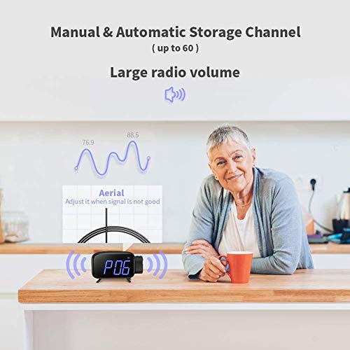 ELEHOT Projection Alarm Clock Radio Alarm Clock Digital Clock with