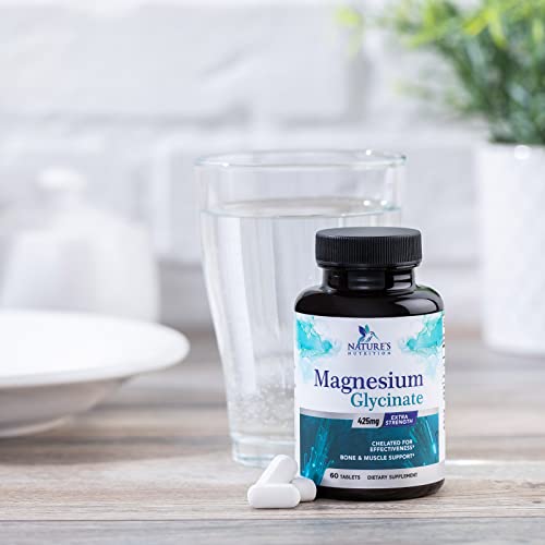 Magnesium Glycinate Extra Strength 425 mg with Calcium Chelated for Max Absorption Supports