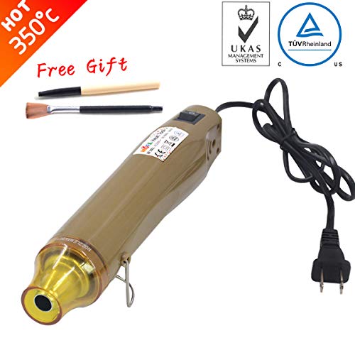 New Heat Gun,mofa Hot Air Gun Tools Shrink Gun with Stand For DIY Embossing And Drying Paint Multi-Purpose Electric Heating Nozzle 300W 110V (Golden,Yellow)