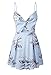 Angashion Women's Sexy V Neck Printed Spaghetti Strap Beach Romper Shorts Jumpsuit ,Light Blue,Medium