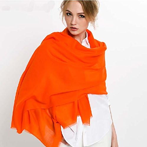 Warmwinterscraves Women's Soft Large 70 * 200cm Comfortable Silk Cashmere Lambswool Fringed Pashmina & Scarf (Orange)