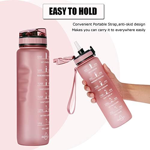 Water bottle with straw, spill-proof design, by Allfourior, priced at $14.99.