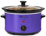 Elite Gourmet MST-275XP Electric Slow Cooker, Adjustable Temp, Entrees, Sauces, Stews & Dips, Dishwasher-Safe Glass Lid & Ceramic Pot, 2Qt Capacity, Purple