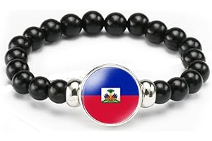 vmcoatdu National Flag Bracelet Elastic Rope Beaded Bracelet Support Your Country Travel Souvenir Gifts for Men Women