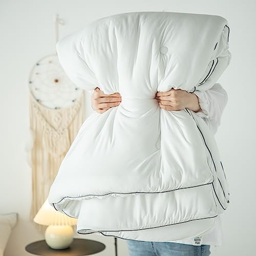 KASENTEX Lightweight Jersey Knit California King Comforter Set - Soft Bed Set - Noiseless Duvet Insert 3 Piece Solid Breathable– Light King Comforter with 2 Pillow Shams (White, 96x106”)