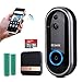 DEBARK Smart Video Doorbell Wireless Home WiFi Security Camera with Indoor Chime, Free Cloud Service, 2 Batteries, 2-Way Talk, Night Vision, PIR Motion Detection, APP Control for iOS Android Google