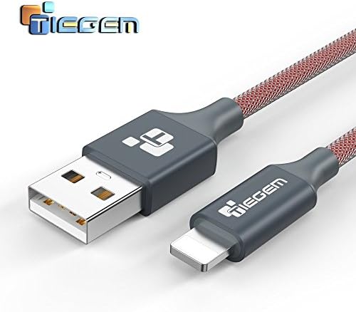 Tiegem™ 2.5A Nylon Braided 40% Fast Charging Cable for iPhone, iPad, iPod Devices and Upto 480 Mbps Data Sync Speed - 2 Meter (TGM5-Red-2m)
