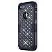 iPhone 7 Case, LONTECT Hybrid Heavy Duty Shockproof Diamond Studded Bling Rhinestone Case with Dual Layer [Hard PC+ Soft Silicone] Impact Protection for Apple iPhone 7 - Black