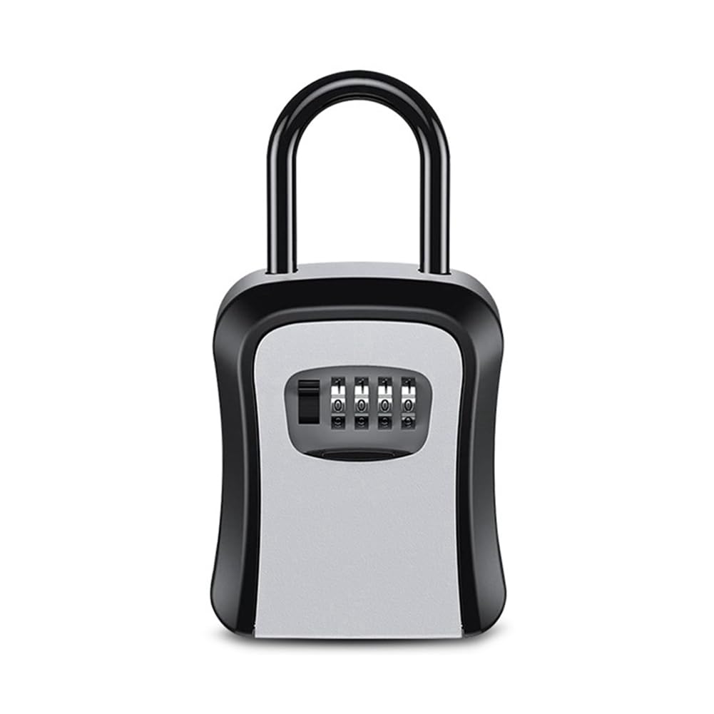 Stroagymoon Outdoor Password Key Boxs Extended Locking Hook Steel Wire Hanging Key Storage Waterproof Key 4 Digit Code Box Easy to Use Grey