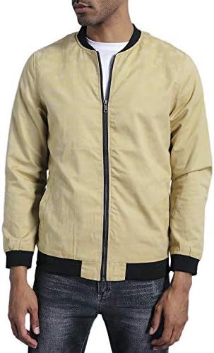 1994Fashion Men’s Bomber Jacket Lightweight Outerwear with Full Zip Casual Printed Flight Coats