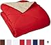 Amazon Basics Reversible Lightweight Microfiber Comforter Blanket, Twin/Twin XL, Red/Khaki