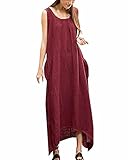 ZANZEA Women's Loose Sleeveless Pockets Irregural Hem A-line Long Maxi Dress