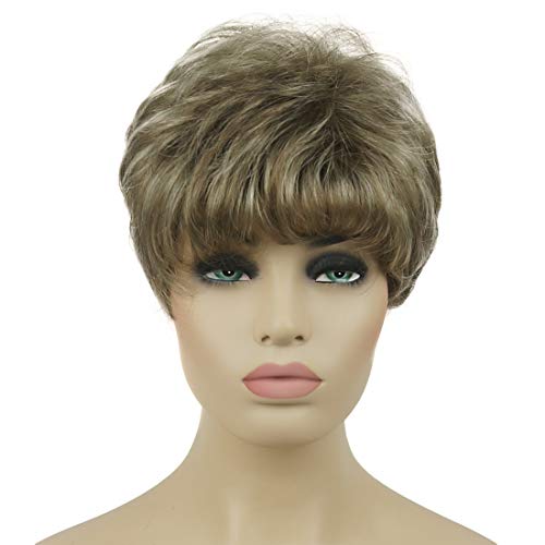 Lydell Women's Wigs Natural Blonde Highlights Mix Short Curly Hair Synthetic Full Wig — image 1