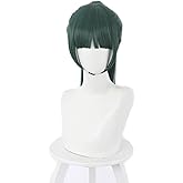 Aadesso maki zenin Wig anime jjk cosplay hair - Green Detachable Ponytail Straight with bangs Hairstyle with wig cap