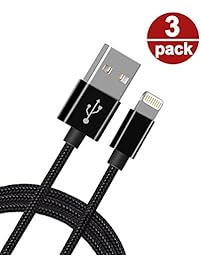 Lightning Cable for iPhone,2FT Charger Cable Cords Nylon Braided for Lightning to USB iPhone Charger Cable iPhone 7/7 Plus/6/6s/6 plus/ 5/5s/5c, iPad, iPod and More Black by BESKIN,3Pack