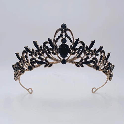 SH Black Wedding Tiara for Bride Crystal Tiaras and Crowns for Women