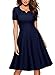 MissMay Women's Retro 1950s Short Sleeve A-Line Cocktail Party Swing Dress, C-navy Blue, Medium