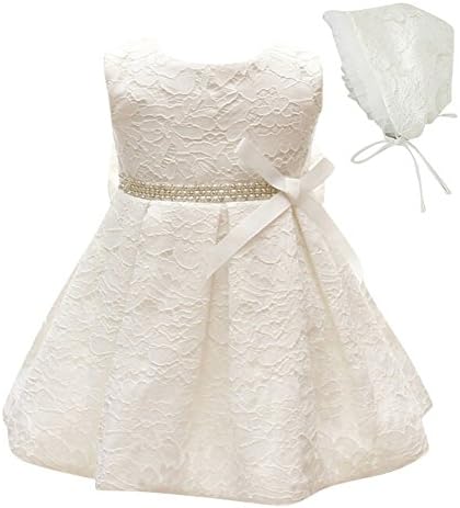 Greatop Baby Girls Dress Christening Baptism Party Formal Dress (White, 18M/15-18Month)