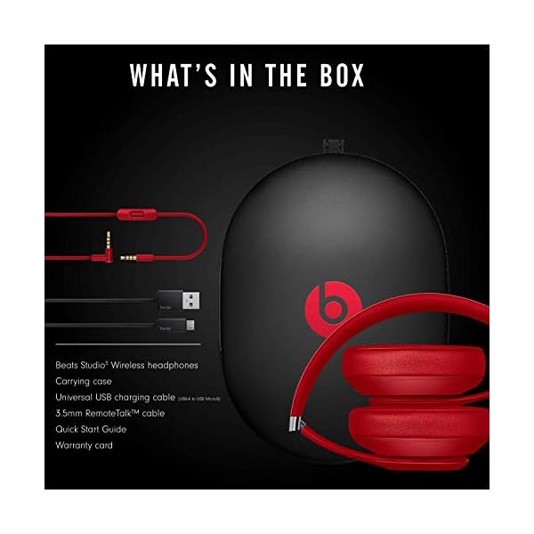 Beats-Studio3-Wireless-Noise-Cancelling-Over-Ear-Headphones-Apple-W1-Headphone-Chip-Class-1-Bluetooth-Active-Noise-Cancelling-22-Hours-Of-Listening-Time-Red-Previous-Model Beats Studio3 Wireless Noise Cancelling Over-Ear Headphones - Apple W1 Headphone Chip, Class 1 Bluetooth, Active Noise…