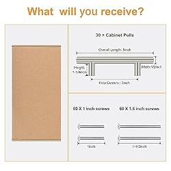 Onateel 30 Pack 5 Inch Cabinet Handles Brushed