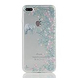 iPhone 7 Plus Case Anti-Slip Anti-scratch Soft Ultra Thin Back Cover Durable TPU Bumper Case 5.5-inch (flower elephant)