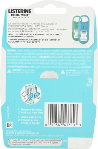 LISTERINE POCKETPAKS BREATH STRIPS, COOL MINT, 72 COUNT (PACK OF 1)