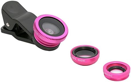 3 in 1 Universal Fish Eye &amp; Macro Clip Camera Lens Kit for iPad iPhone 7 6 5 Samsung Blackberry HTC and Most smartphones … (Pink)