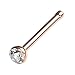 FIFTH CUE Cubic Zirconia Press Fit Nose Bone Stud Titanium IP 316L Surgical Steel (20G Rose Gold)