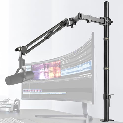Frgyee Height Adjustable Microphone Arm with Raised Extension Bar Microphone Stand for Shure SM7B, Blue Yeti, HyperX QuadCast S and Other Microphones