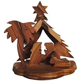 Olive Wood Christmas Tree Ornament with Nativity Scene