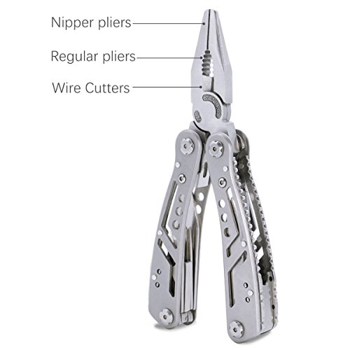 Xcellent Global 24-in-1 Multitools Folding Plier, Outdoor Survival Portable Multi function Pocket Knife Tool Set, Stainless Steel, HG200