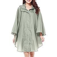 LOHASCASA Raincaot for Womens with Hooded Waterproof Green