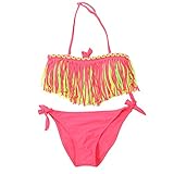 Wengift Kids Multicolored Tassels Two Piece Swimsuit for Girls