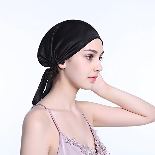 LifeFly Silk Night Sleep Hat Cap Head Cover Bonnet With Ribbons Style for Women Girls