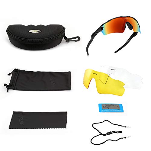 BATFOX Polarized Sports Sunglasses Glasses TAC Running Cycling Baseball Fishing Golf Softball Outdoor for Men Women Youth Interchangeable Lenses Tr90 Unbreakable Frame 100% UV Protection(Colorful) - Thumbnail 3