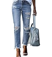 Asvivid Classic High Rise Ankle Skinny Jeans for Women Stretch Ripped Denim Pants Slim Fit Distre...