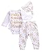 Baby Girls Christmas Snowflake Bodysuits with Leggings and Hat 3pcs Outfit Set (0-3M, White)