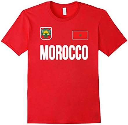 Men's MOROCCO T-shirt Moroccan Flag Tee Travel Vacation Souvenir 2XL Red